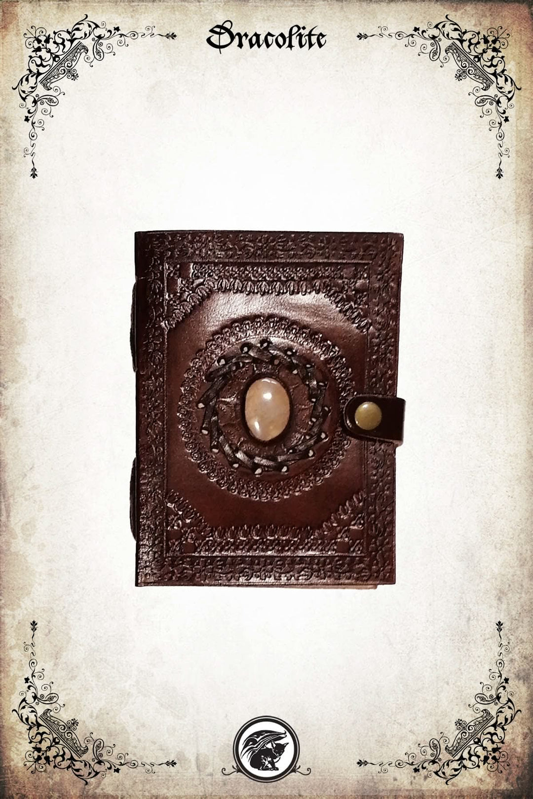 4x6 Grimoire with natural stone - burgundy