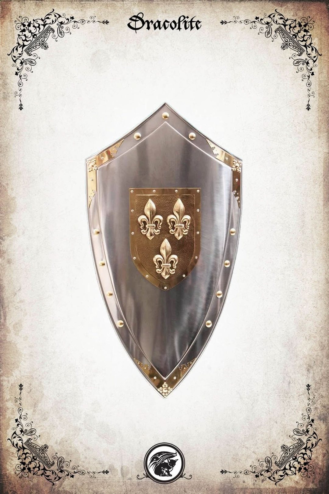 Bouclier Médiéval en Acier de Tolède Fleur de Lys