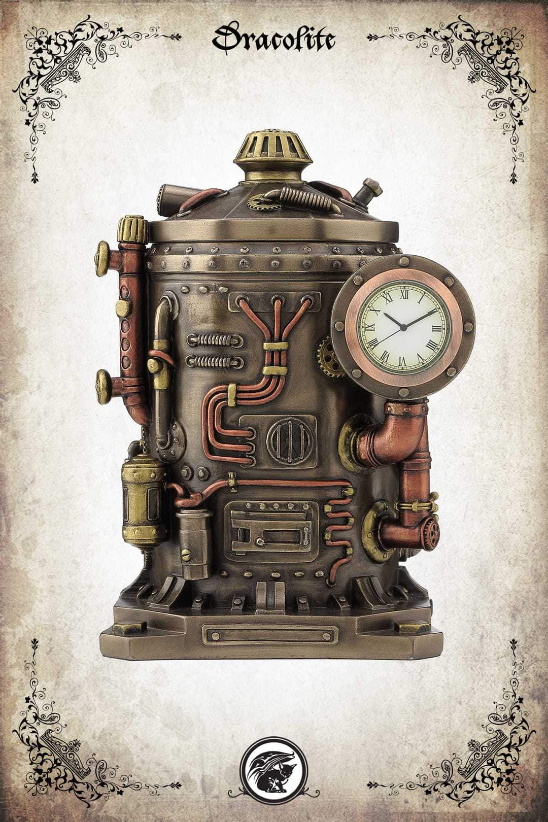 Steampunk Clock with Mysterious Container