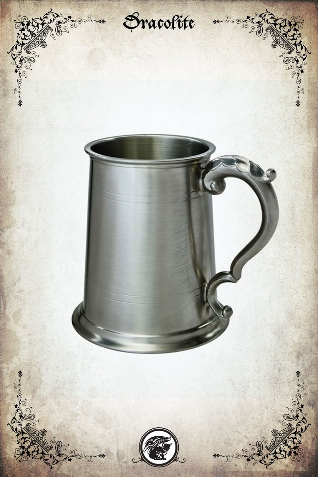 Antique Pewter Tankard Historical Handle