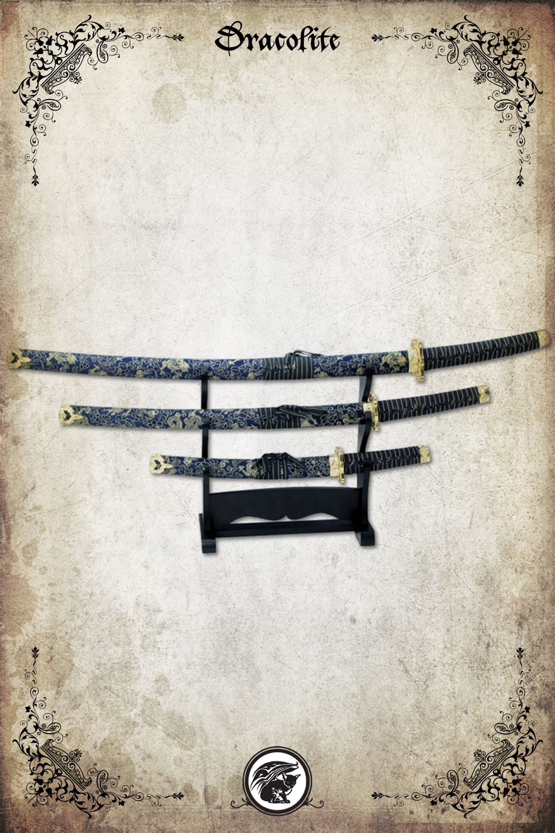Ensemble katana dragon orné