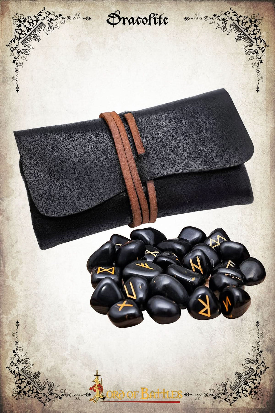 Runes en Onyx dans Pochette de Cuir