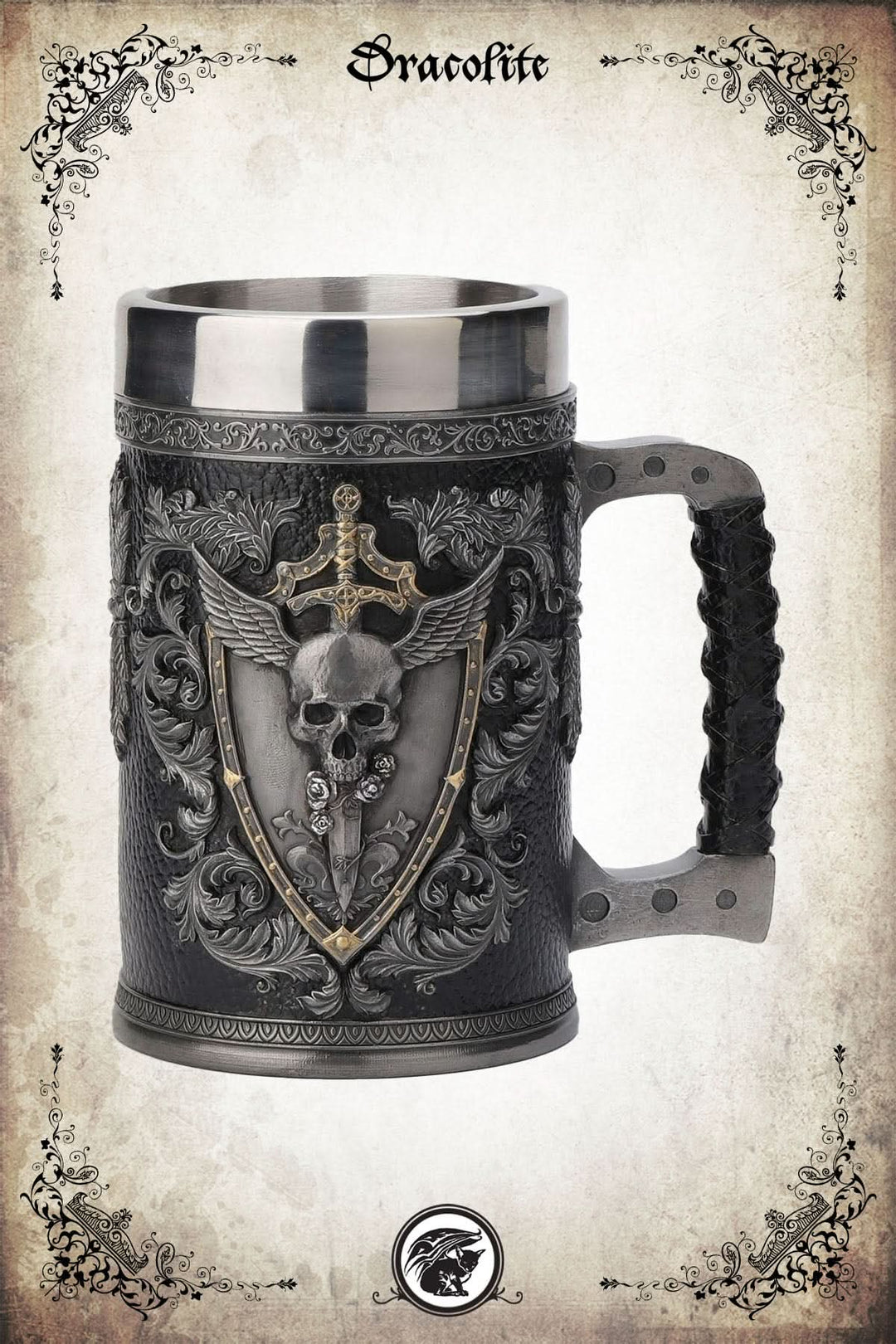 Winged Skull Beer Mug (Silver)
