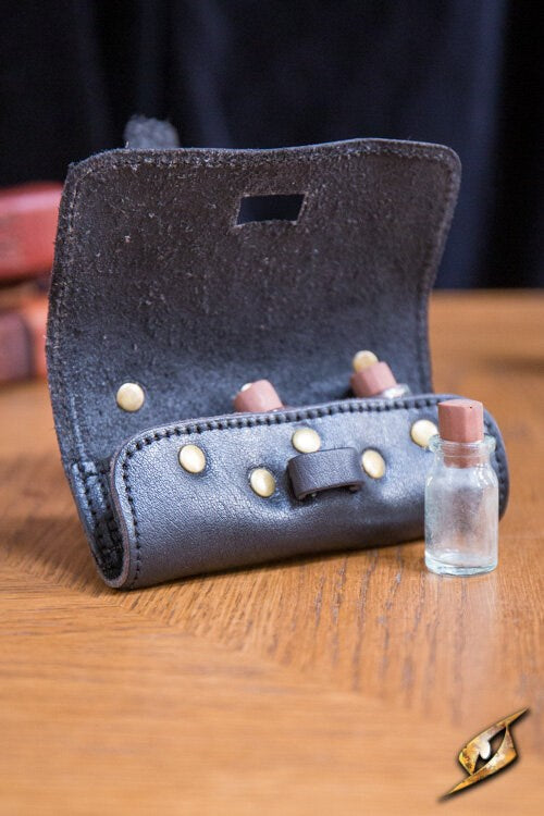 Porte-potion en cuir – 3 fioles incluses