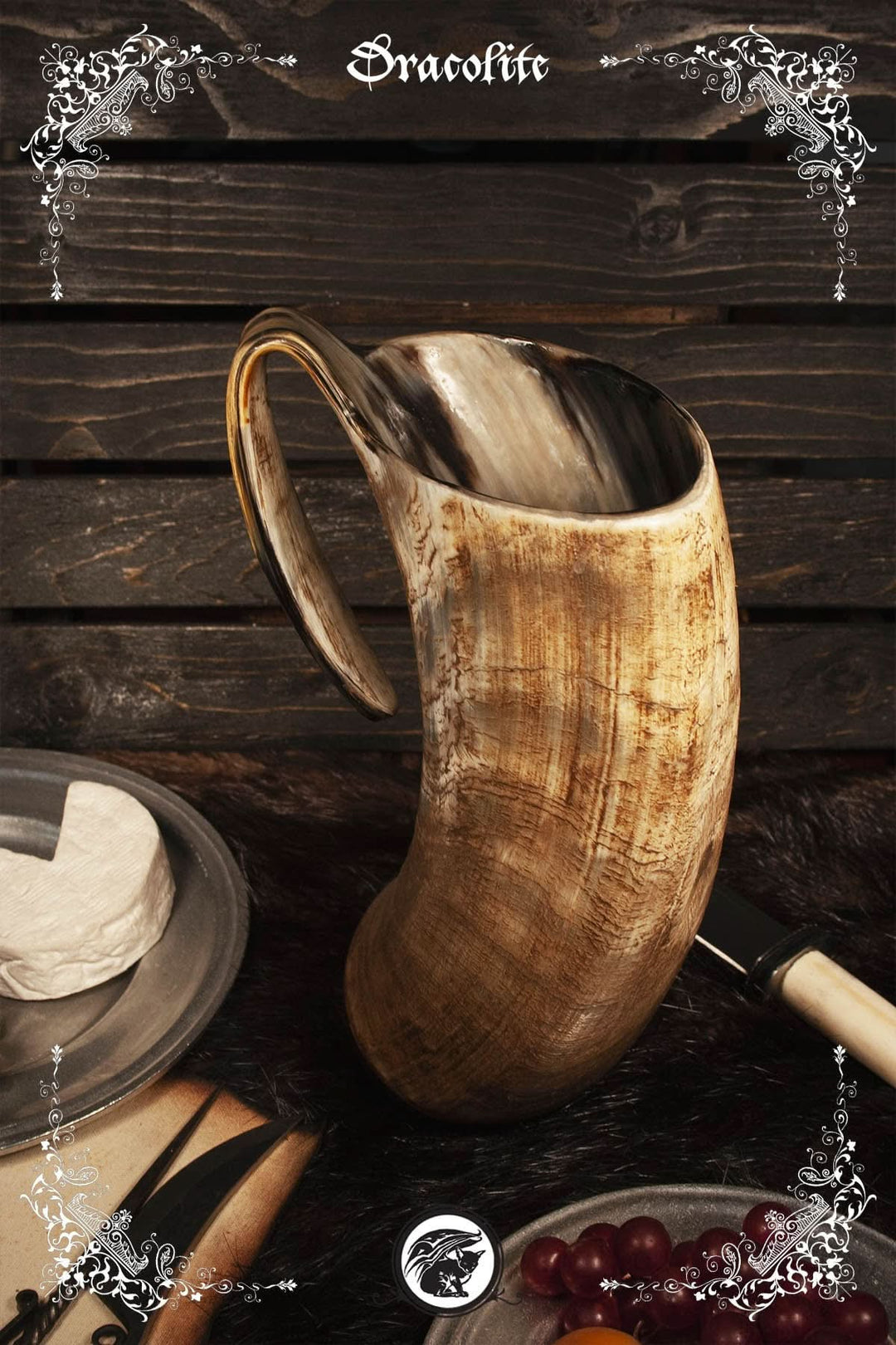 Tasse en Corne Naturelle 6-8po - Artisanat Médiéval en Véritable Corne de Buffle