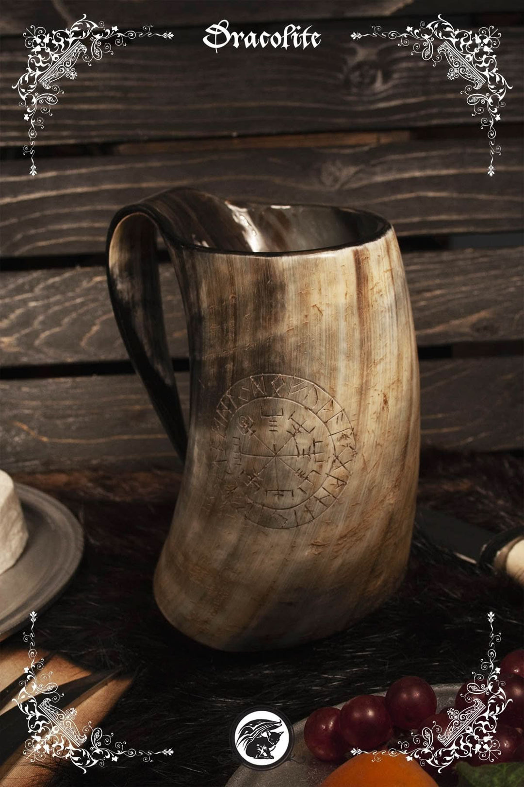 6-8in Hand Engraved Horn Mug Inspired by Historical Horns