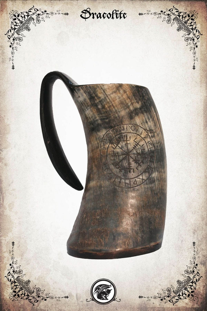 6-8in Hand Engraved Horn Mug Inspired by Historical Horns