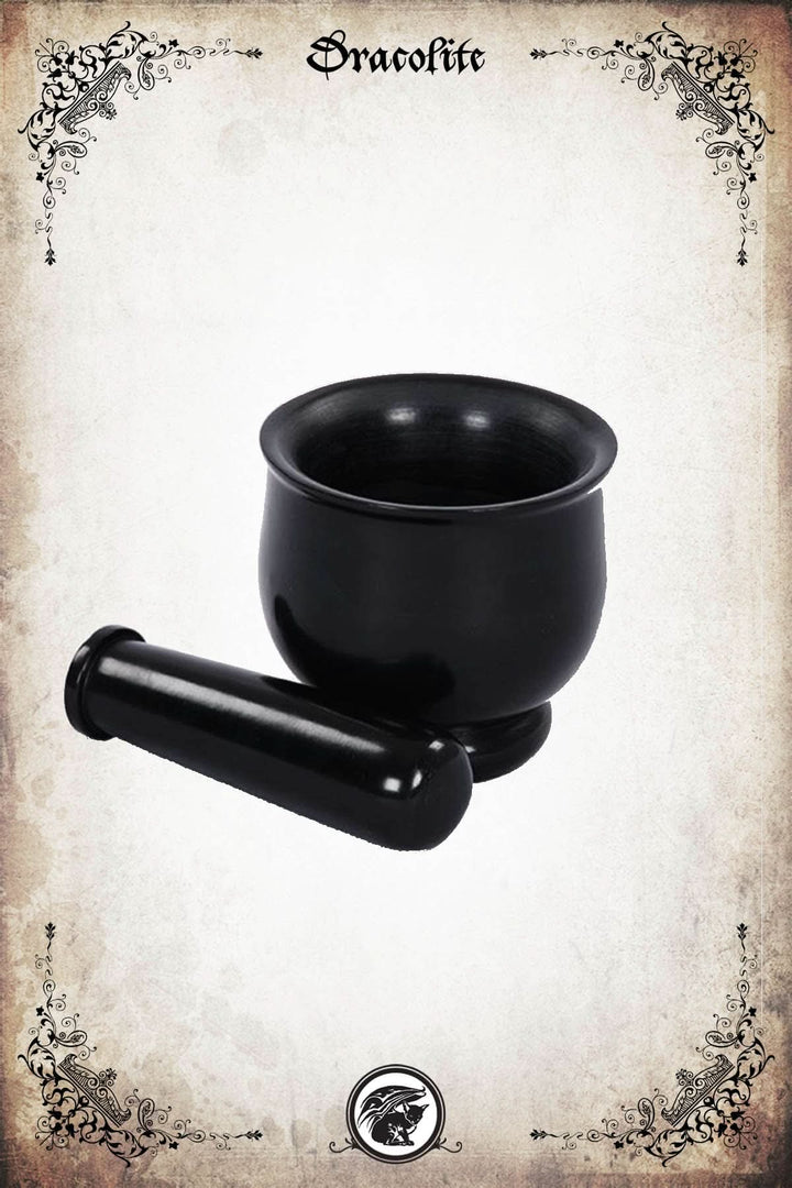 4"x4" Black Soapstone Mortar and Pestle for Herbalism and Aromatherapy