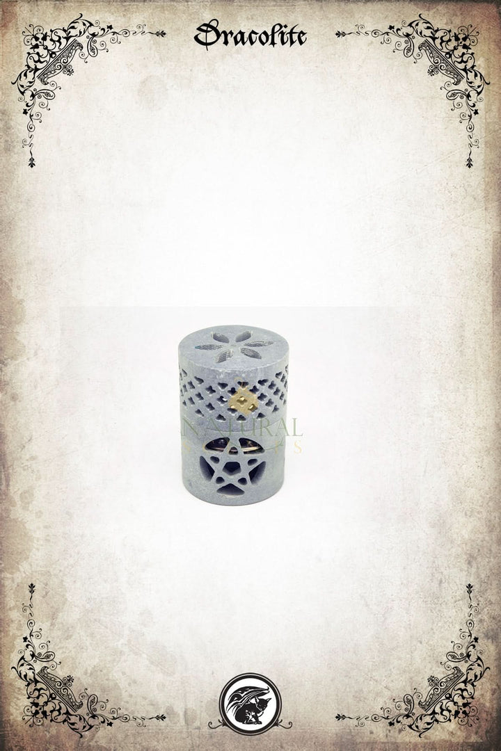 Cylindrical Charcoal Burner with Pentacle - Incense and Aromatic Purification