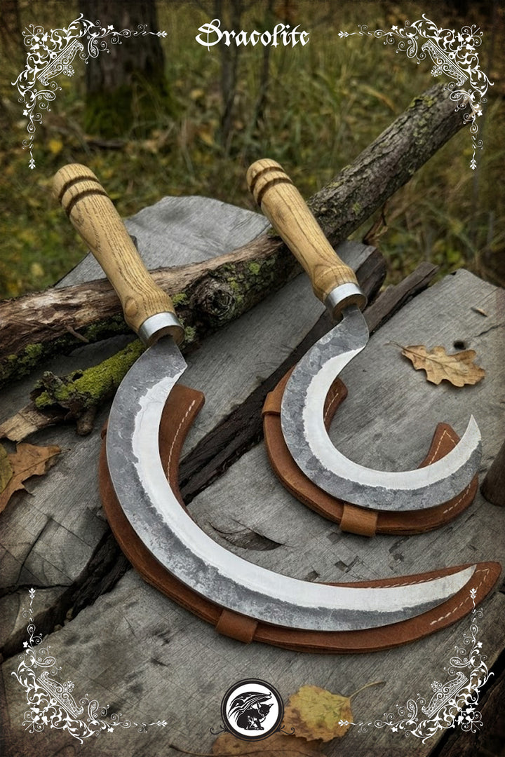Forged Viking knife - Engraved bone and wood handle