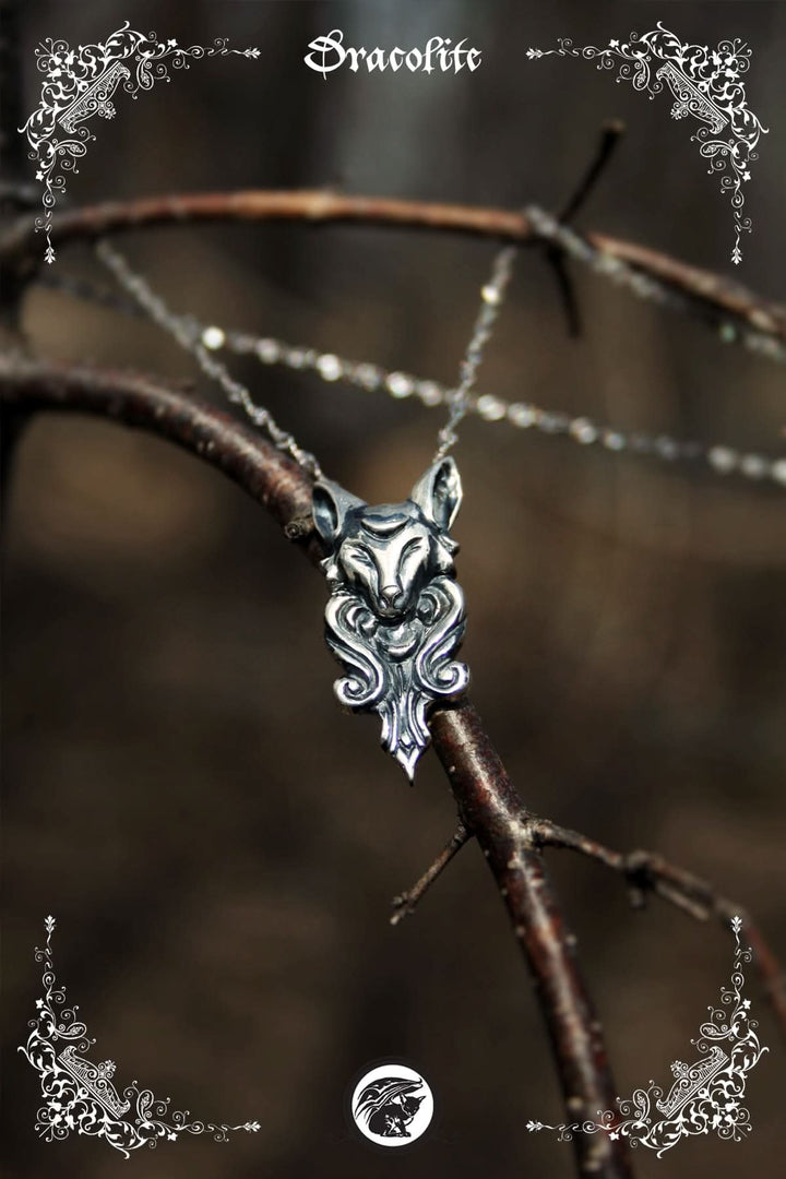 Pendentif Renard Mythique avec Lune en Argent Sterling